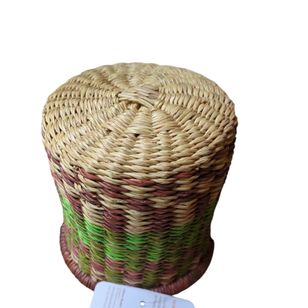 African Market Basket NEW Pen Holder, fair trade hand woven, sustainable, desk - Picture 7 of 9